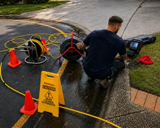 Plumber checking a blocked drain on a Castle Hill job